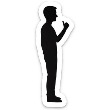 a silhouete man saying hello sticker