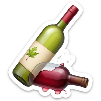 Broken wine bottle sticker
