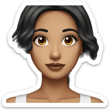 Latina with straightened black hair brown eyes big lashes and makeup on  sticker