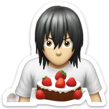 L death note mange un gâteau au fraise japonais  sticker