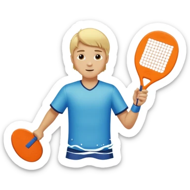 Chico  rubio bajo el sol jugando padel  sticker