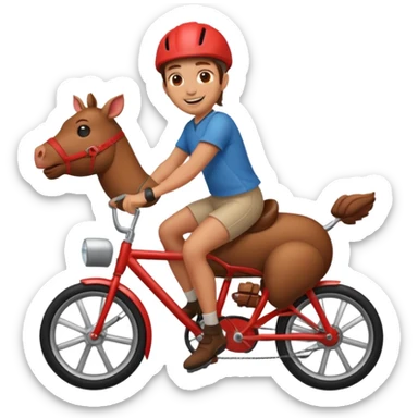guy riding a bike emoji except the bike is a meat emoji with wheels sticker