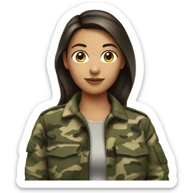 Brunette girl in camo sticker