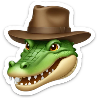 a crocodile with a brown hat sticker