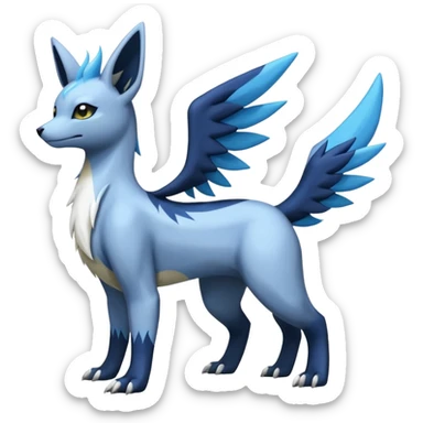 Manectric-Electrike-Lugia-Umbreon-Draco-Fakémon-hybrid-creature (full body), 4 legs sticker
