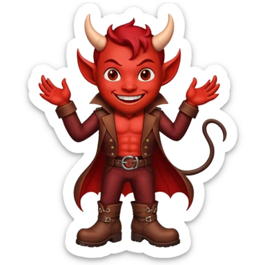 I need a devil wearing leather boots emoji sticker