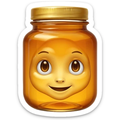 Jar of honey with a face  sticker