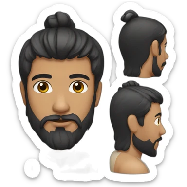 Indian man with black hair, black beard sticker