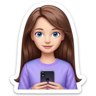 beautiful barbie girl with long brown hair, blue eyes and wearing light purple clothes watching stranger things on tv sticker