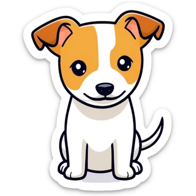 White jack Russell with tan spot in meddle of head sticker