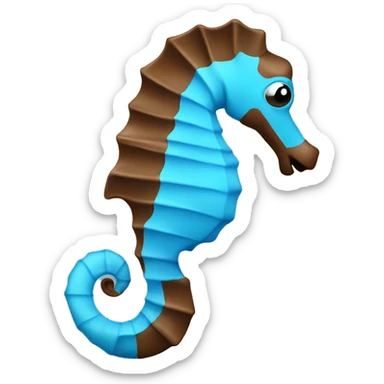 a blue and brown seahorse swimming to the right sticker