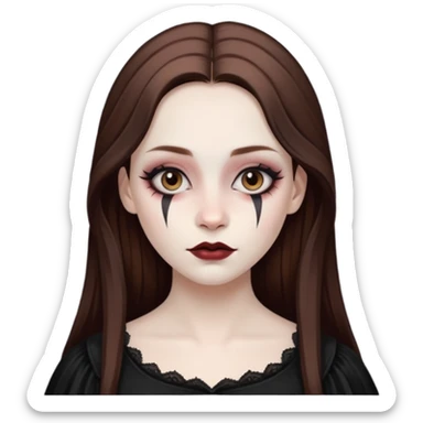gótica con la cara pintada, pelo marrón  sticker