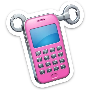 pink cellphone with a wrench sticker