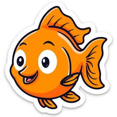 goldfish with big googly eyes and buck teeth, comical expression sticker
