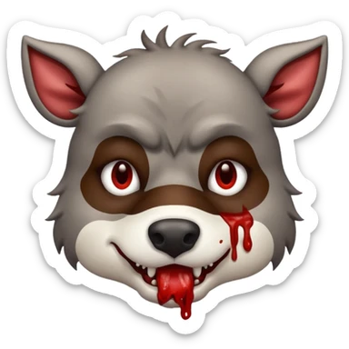 Wolf face eating coo sticker