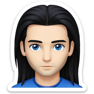 Bill Kaulitz with black long hair sticker