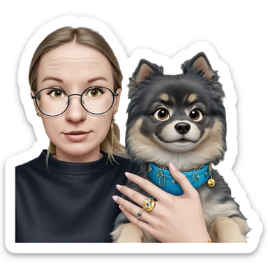 girl with dog and jewelry sticker