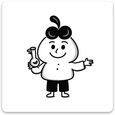 cute hand-drawn poop character holding a small bong sticker