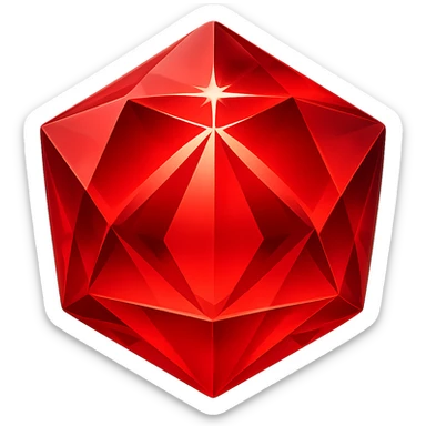 Edit the image to make the single sparkling crystal red. Keep the original style and transparent background. sticker