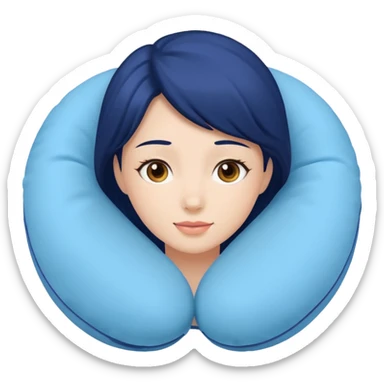 woman using travel pillow  sticker