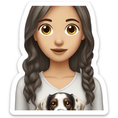 Pretty brunette with English setter sticker