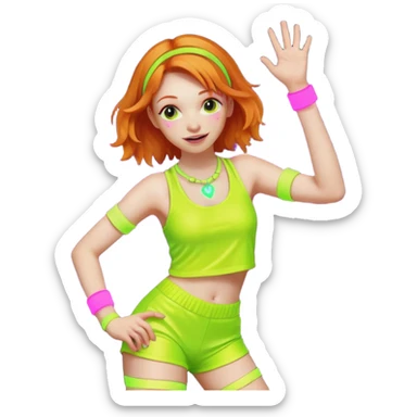 Ginger girl dancing at a rave sticker