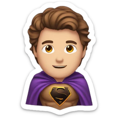 brown hair male superhero with cape sticker