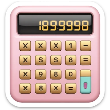 Pastel pink calculator with gold buttons, sleek luxury aesthetic sticker