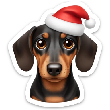 Dachshund with Christmas hat sticker