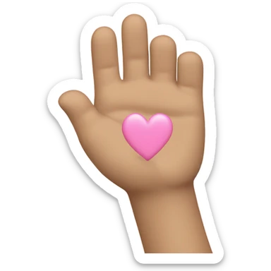 Beige hand holds pink heart from the left sticker