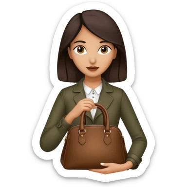 italian female with italian fashion style, holding bag sticker