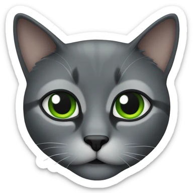 gato gris oscuro con ojos verdes sticker