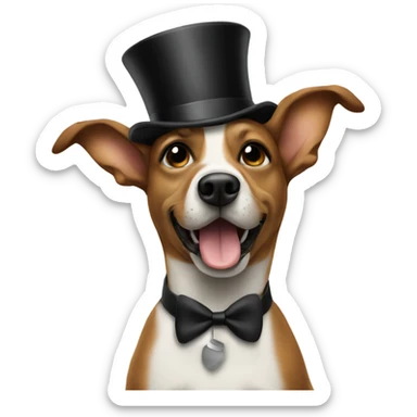Dog in top hat happy birthday  sticker