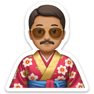 kimono  ancient man with sunglasses sticker