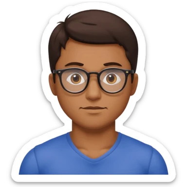 Male core muscles white dark brown hair round glasses sticker