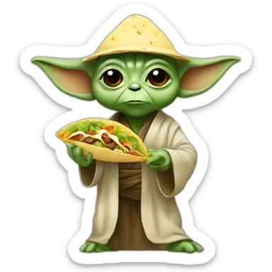 Yoda eating a tacos sticker