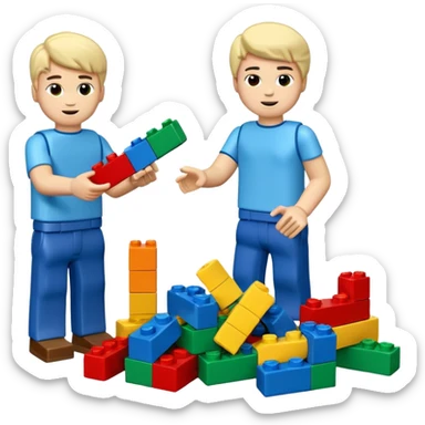 boys playing with legos full body sticker