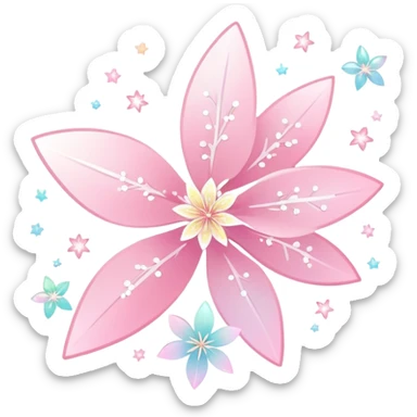 Cute Pastel pink and white Cherry Blossom Sakura Iridescent Starburst Shooting Star sticker