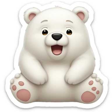 chubby white bear blushing with love  sticker