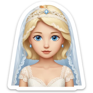 Blonde lady with blue eyes, in a Lace wedding dress sticker