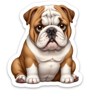 english bulldog sitting patiently sticker
