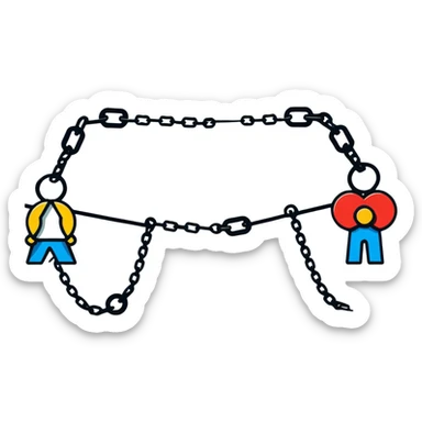 couple connected by a chain sticker