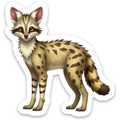 Feral Rare Fantasy light vibrant warm-colored Vernid-Sergal-Genet-species by LiLaiRa, random markings, tufted ears, full body, 4 legs sticker