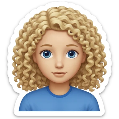 Curly blond blue eyes. Long hair cool beige blond. Longer hair beige ash blonde. sticker