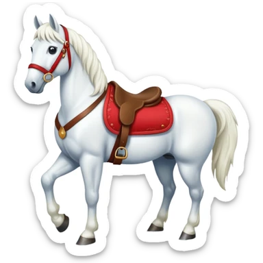 christmas new year's white horse with a red saddle sticker