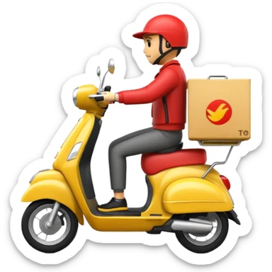 an animated emoji of a food delivery scooter whizzing past fast sticker