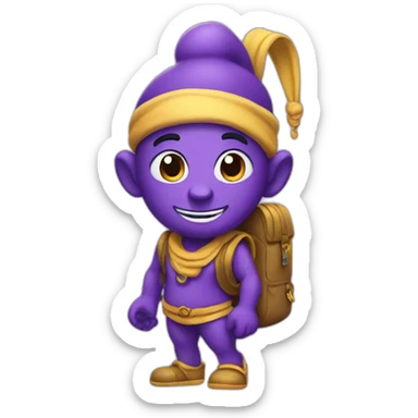 purple genie with a backpack sticker