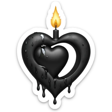 emo heart with crescent moon and black candle sticker