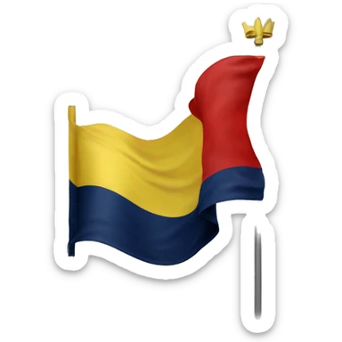 Yellow flag with red witing saying "משיח" below a navy blue crown sticker