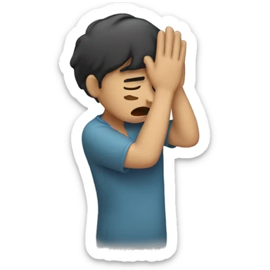 Someone putting their hands on their head while crying  sticker